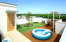 芝生広場と遊具のあるプラン